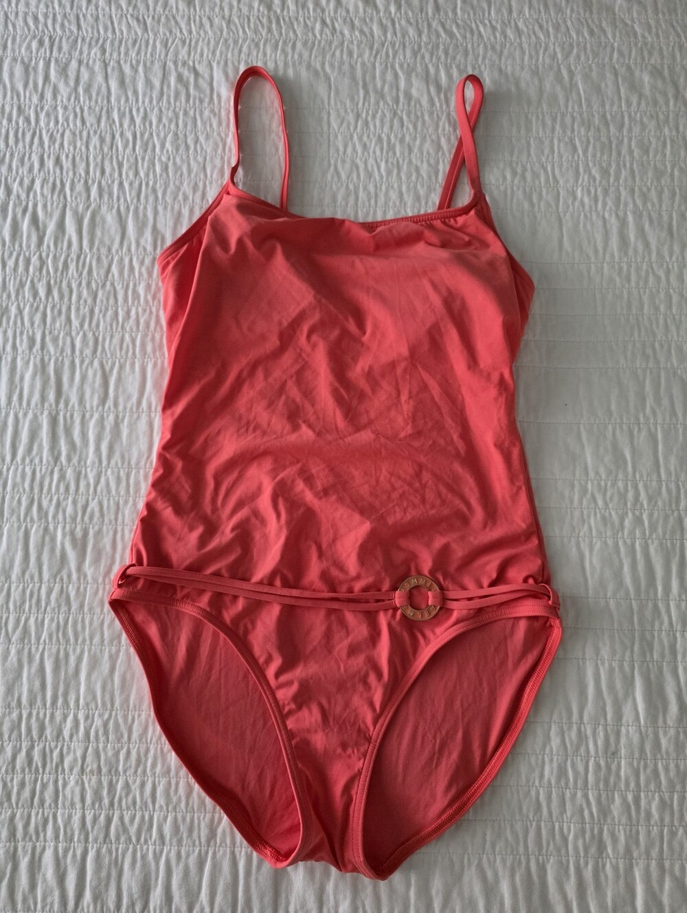 Michael Kors Coral Pink One-Piece Swimsuit with Ring Detail Size 12
